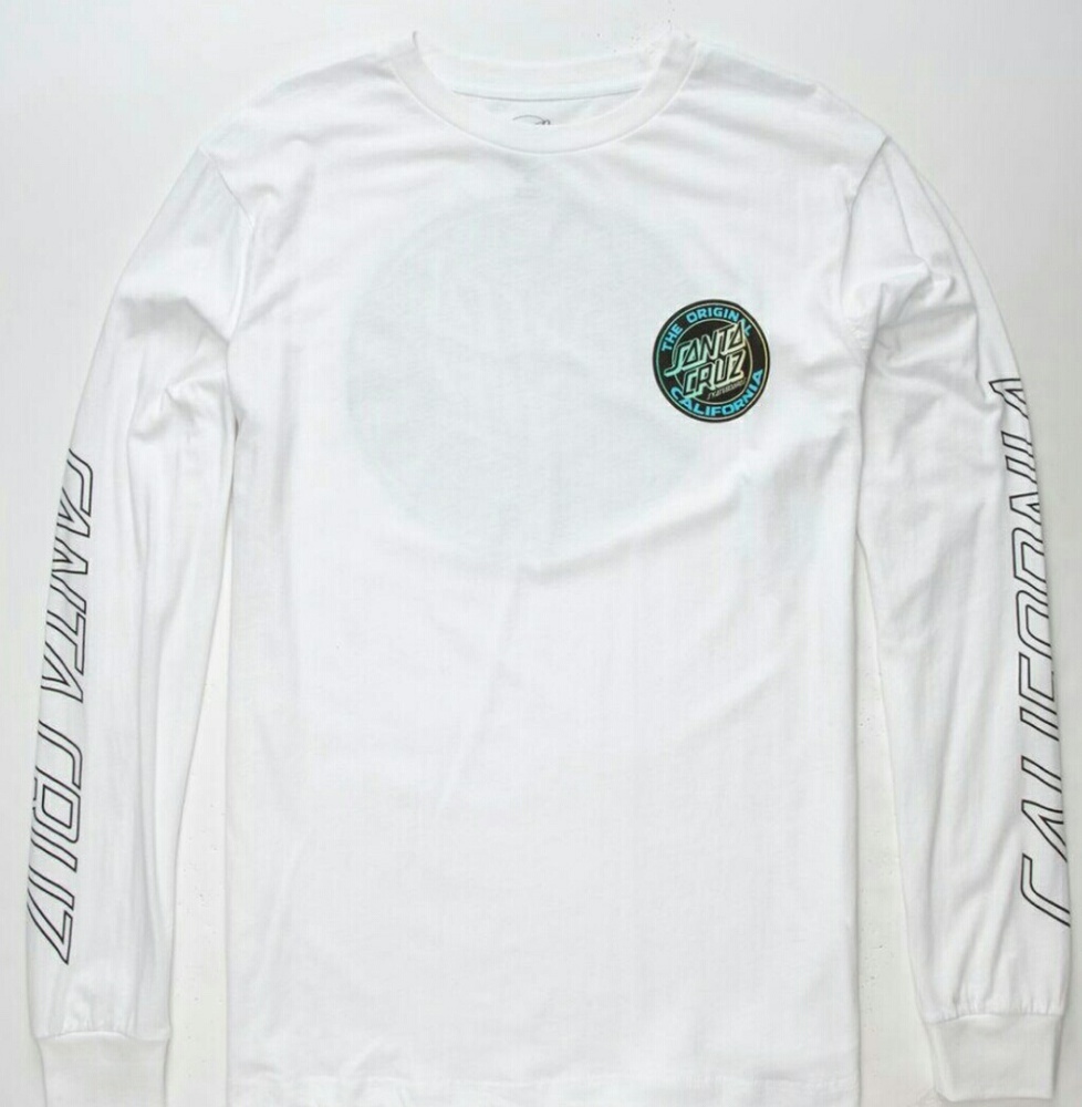 Mens Santa Cruz Long Sleeve White T Shirt.
